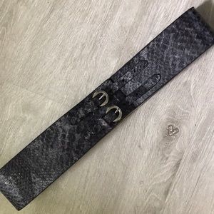 Snakeskin Double silver Buckle Belt